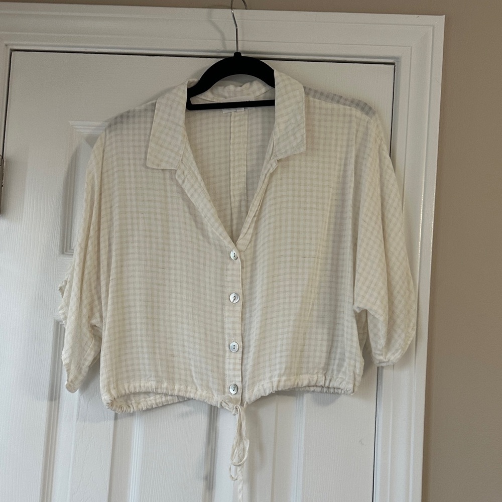 Bella Dahl Cream Checkered Button-Down Shirt